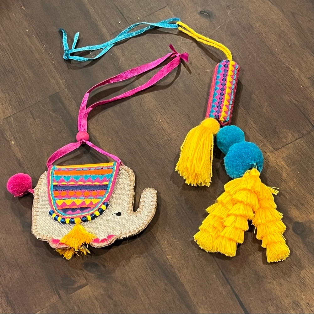Bag Charms - Tassel and Embroidered Elephant